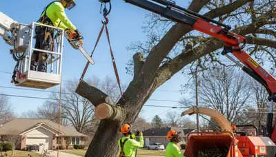Emergency tree service crew clearing storm damage in Dayton, OH