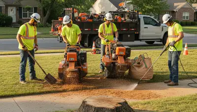 Dayton, OH stump removal crew clearing an old tree stump from a residential yard