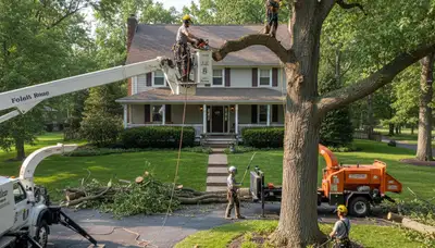 Dayton, OH tree service crew removing a tree for safe residential property cleanup