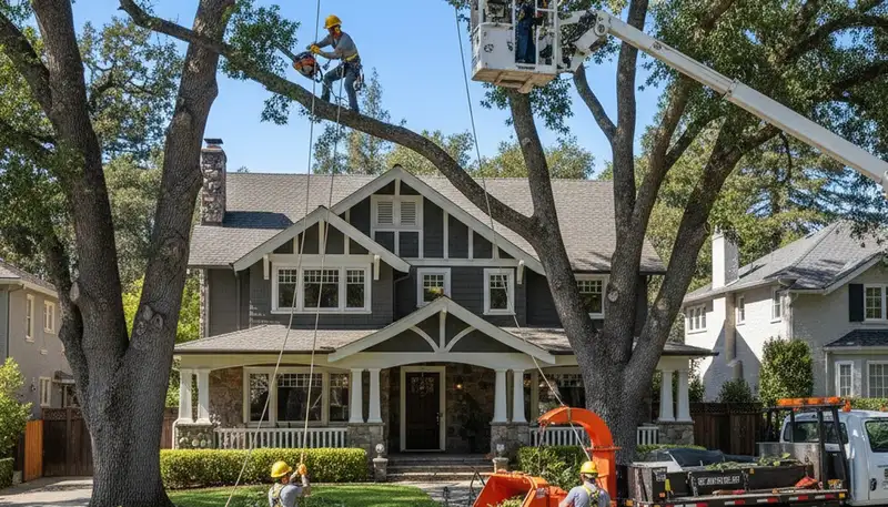 Dayton, OH tree service crew removing a tree for safe residential property cleanup
