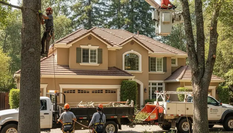 Tree service crew in Dayton, OH providing safe tree removal and trimming for local homeowners