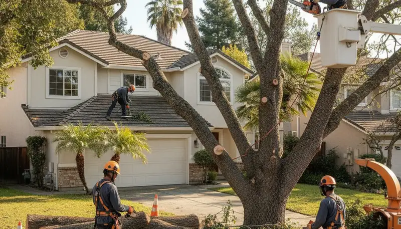 Tree service crew removing a large tree in Dayton, OH