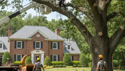 Tree service crew in Dayton, OH providing professional tree removal for a local property