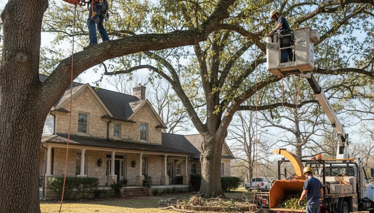 Tree service crew removing a tree in Dayton, OH for safe, professional property clearing