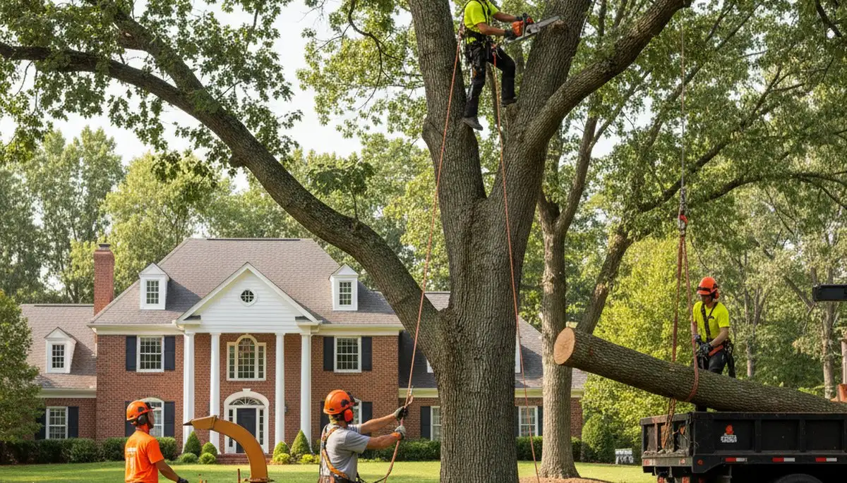 Dayton, OH tree service team removing a tree for safe residential property cleanup