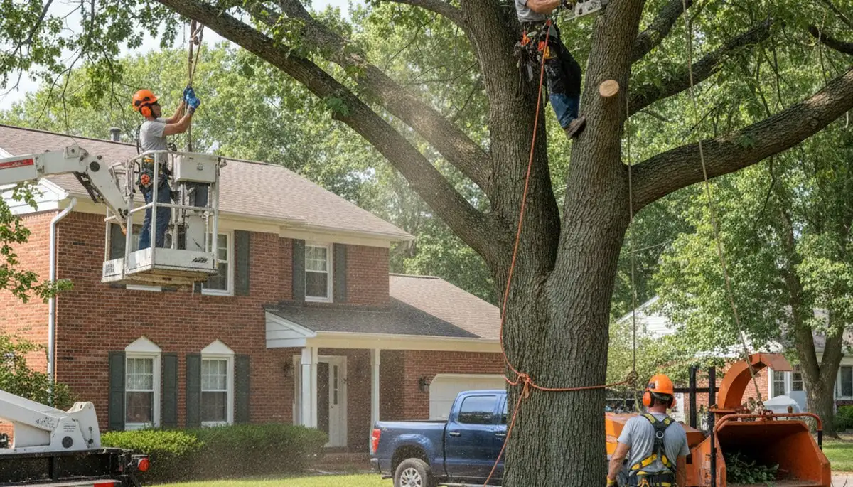 Dayton, OH tree service crew removing a tree for safe residential property cleanup