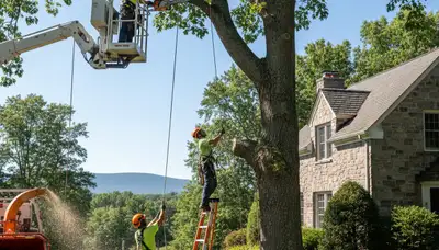 Dayton, OH tree service crew removing a tree for safe residential property maintenance