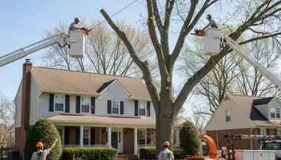 Tree service crew in Dayton, OH providing professional tree removal and trimming services