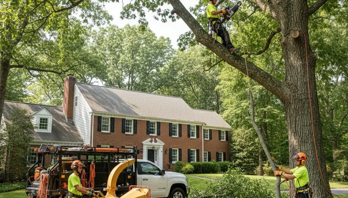 Dayton, OH tree service crew removing a tree for a residential property