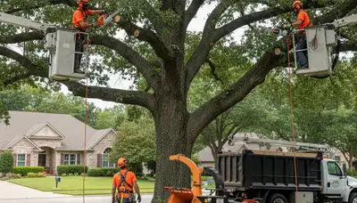 Dayton, OH arborist trimming trees to improve safety and property appearance